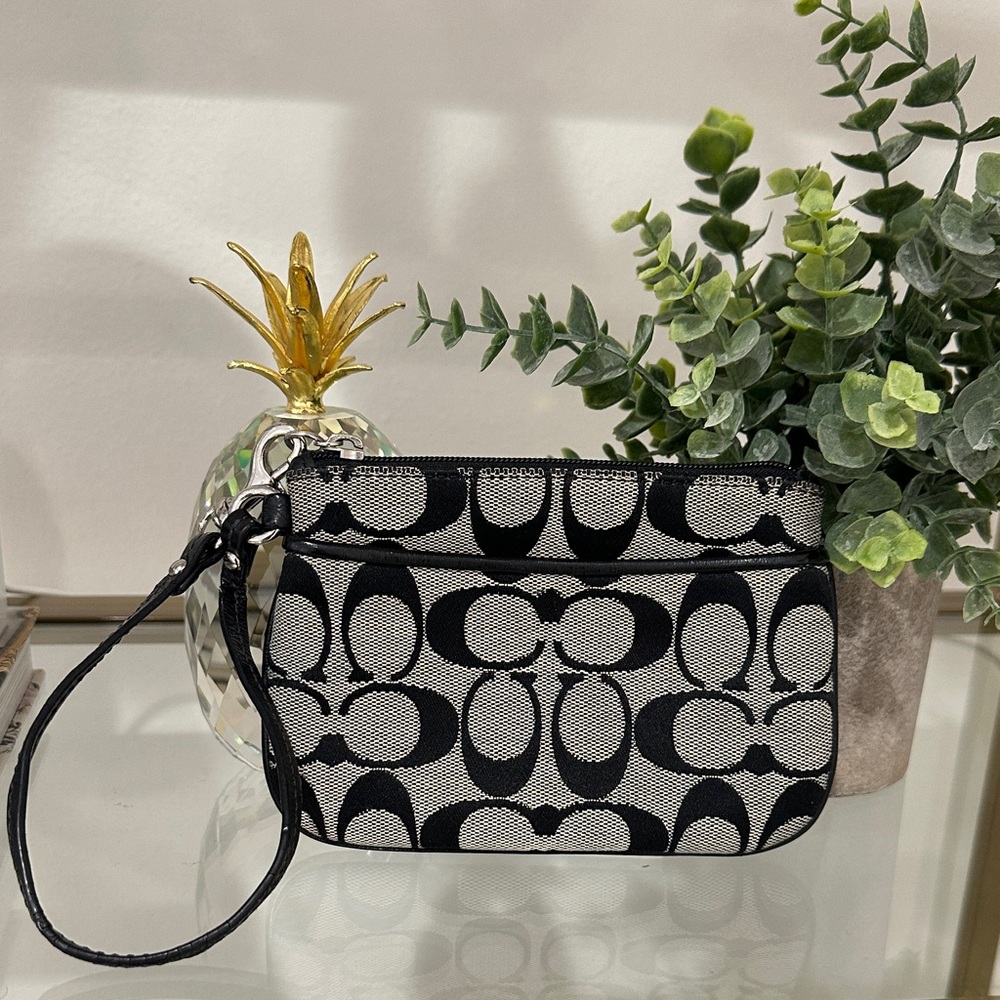 Coach Monogram Black and Gray Wristlet